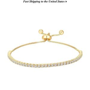 18k Gold Plated Tennis Bracelet Stainless Steel